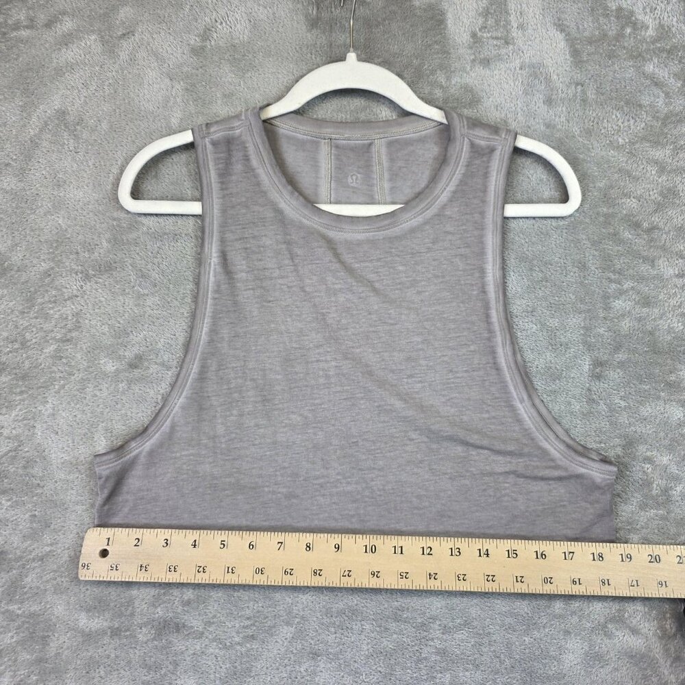 Lululemon Tank Top Womens M/L Gray Cropped Crew Neck Lightweight Jersey Yoga Gym - Picture 6 of 6